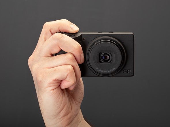 Ricoh GR IV Monochrome in-hand front view