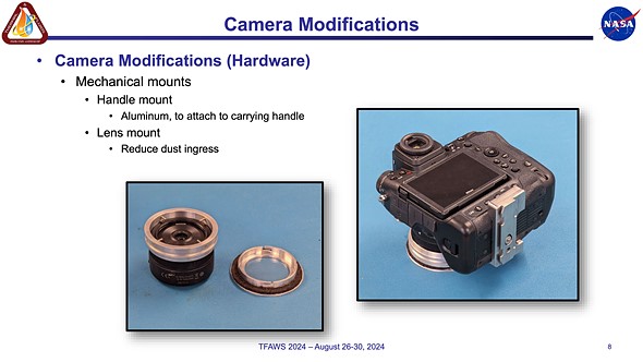 a slide from a presentation about camera modification for a lunar camera