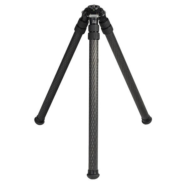 a black tripod stands with legs partially extended on a white background2