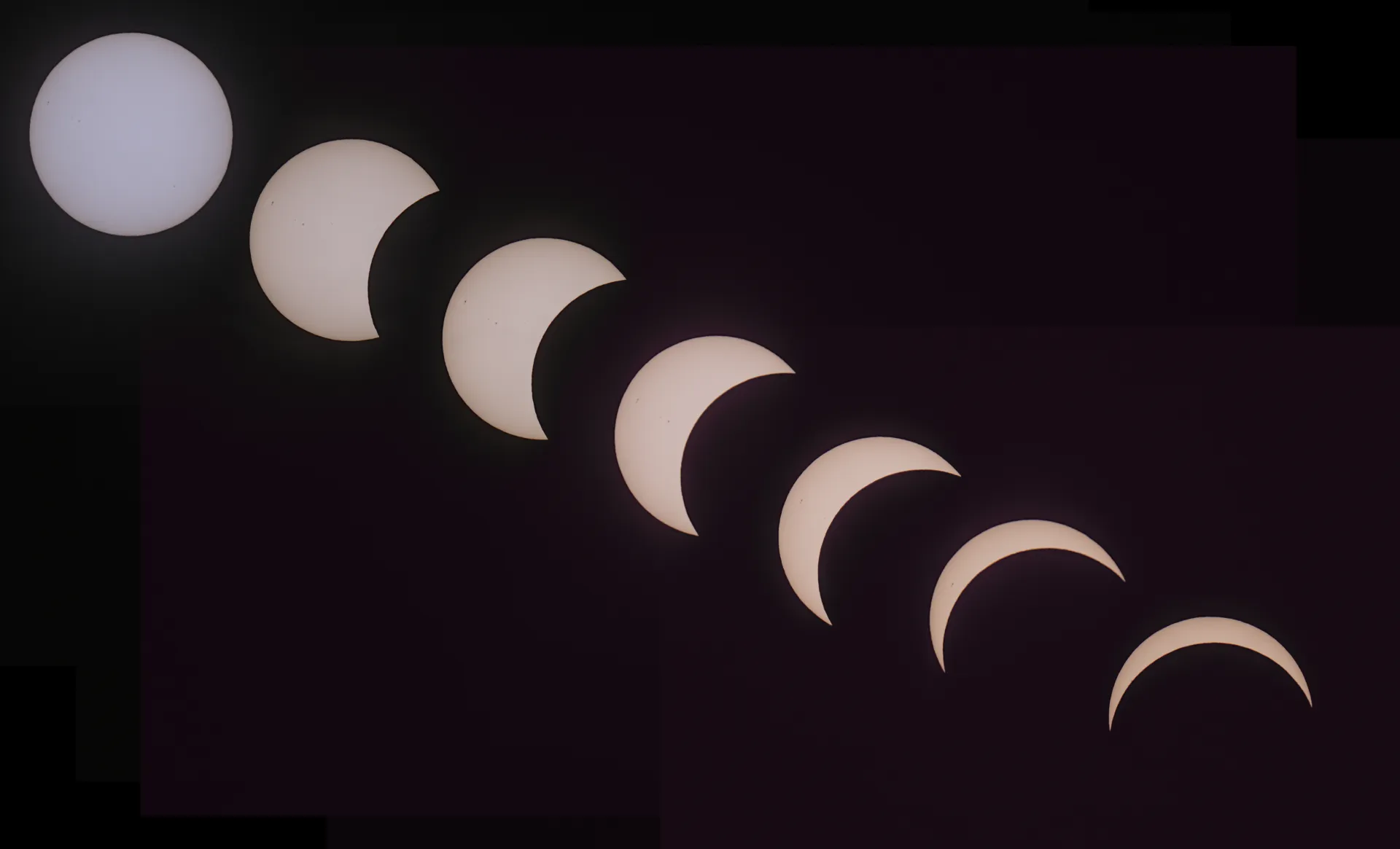 A timelapse of the August 12th eclipse, with the sun rendered in white.