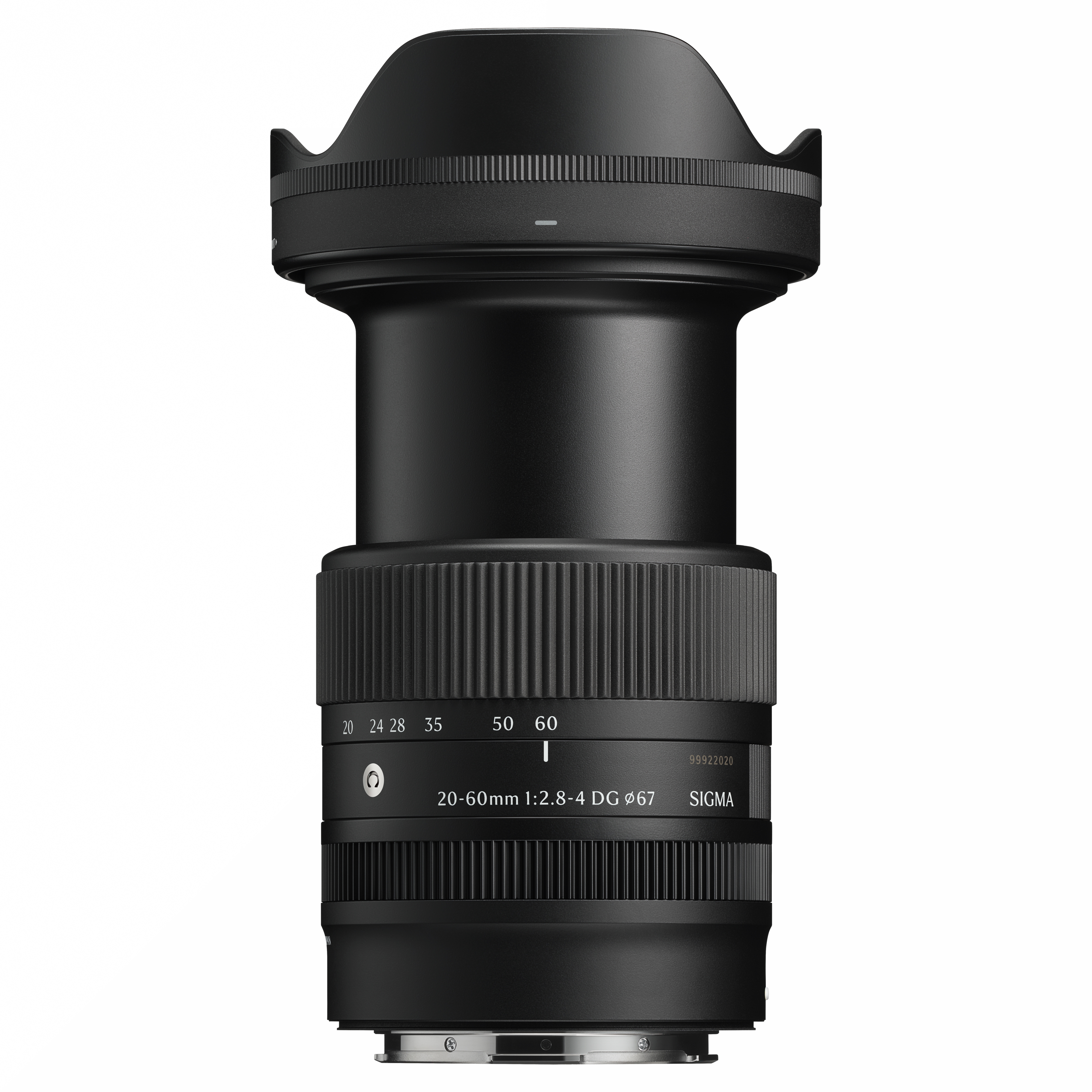 Side view of the L-mount Sigma 20-60mm F2.8-4 extended