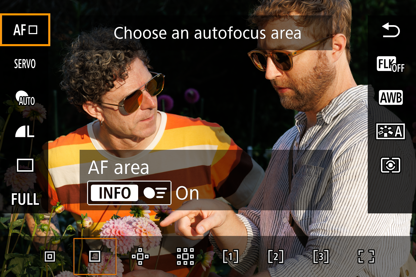 Canon EOS R8 II's AF selection panel in the Q menu