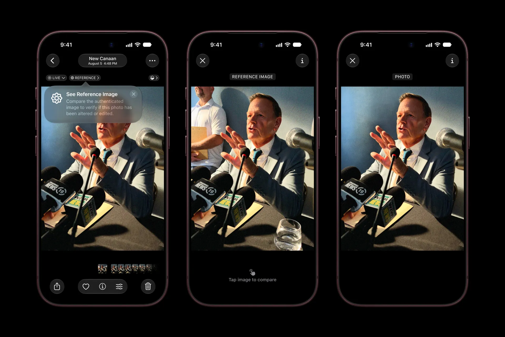 Screenshots showing the user interface for viewing an Apple Reference Image