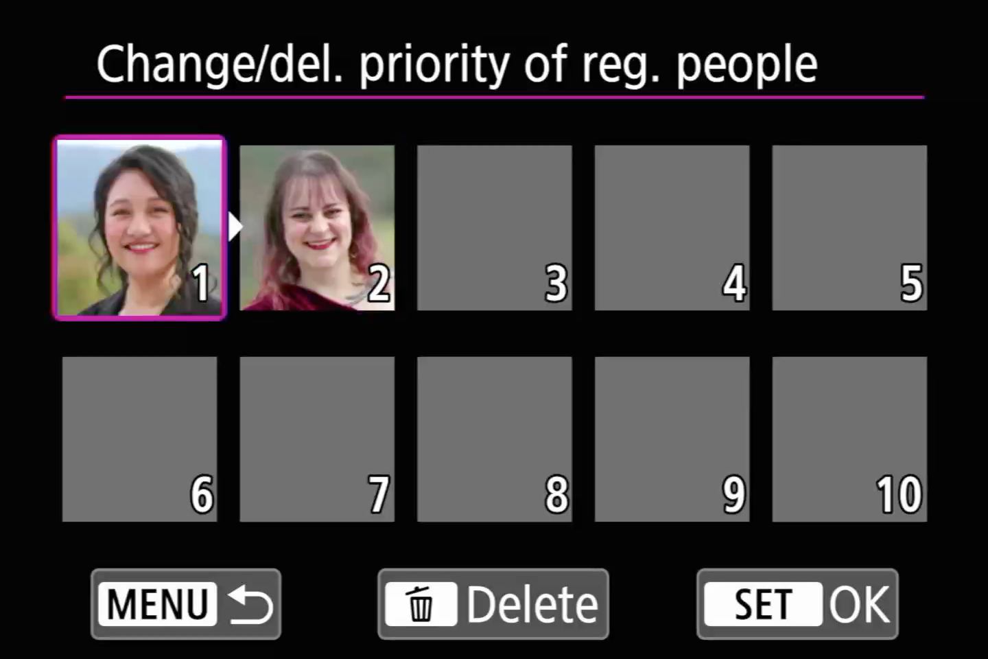 Register People Priority Menu